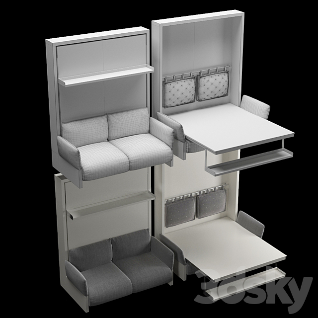 Transforming bed Murphy 3DS Max Model - thumbnail 2