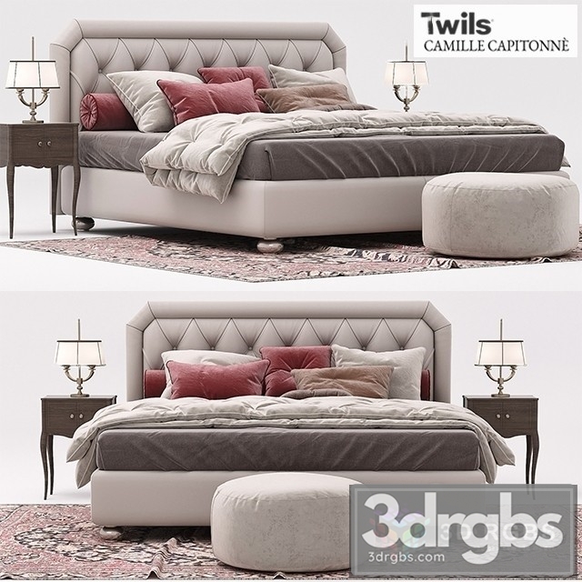 Twils Camille Capitonne Bed 3dsmax Download - thumbnail 1