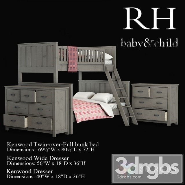 Twin Over Full Bunk Bed 3dsmax Download - thumbnail 1