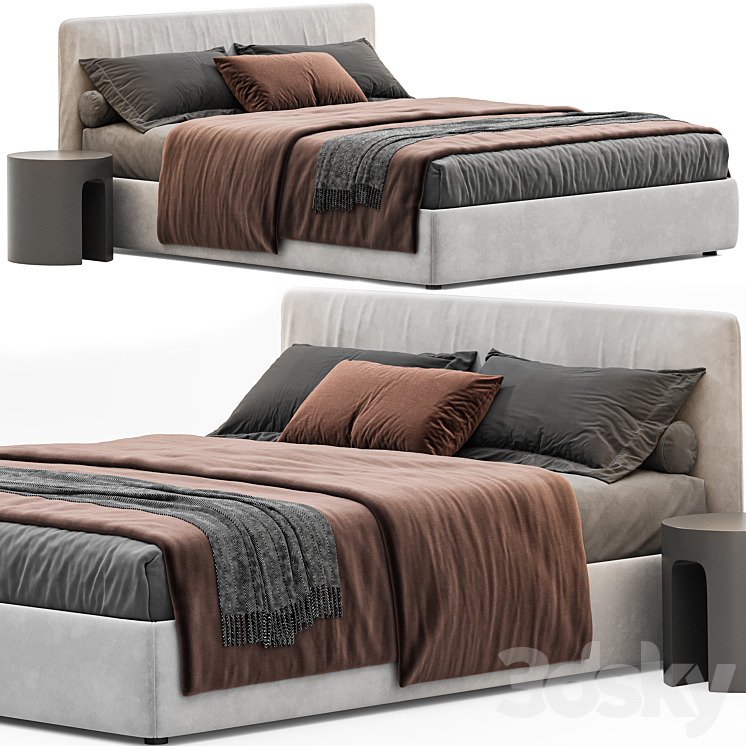 Upholstered Double Bed_bolzan Letti 3DS Max Model - thumbnail 1