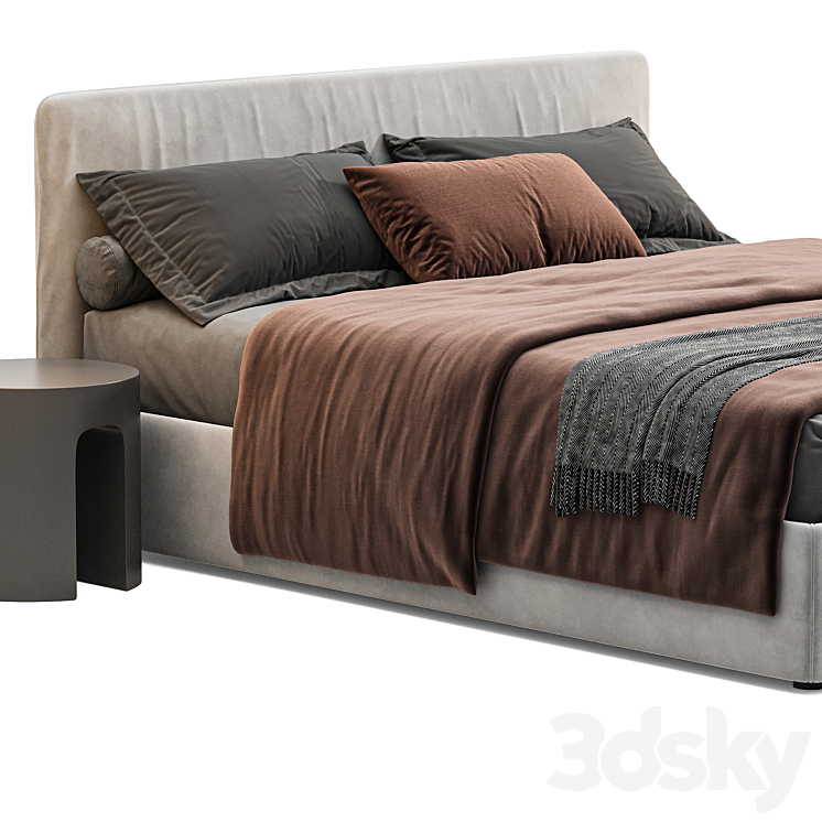 Upholstered Double Bed_bolzan Letti 3DS Max Model - thumbnail 2