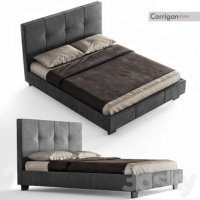 Upholstered Platform Bed Corrigan Studio 3DS Max Model - thumbnail 1