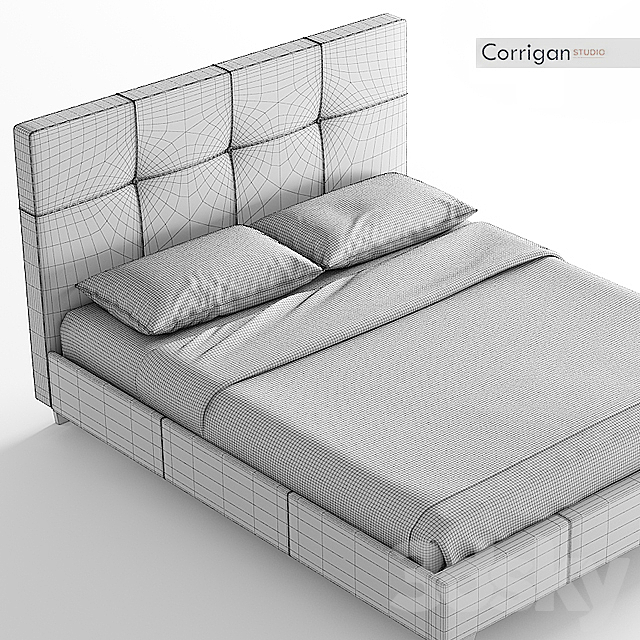 Upholstered Platform Bed Corrigan Studio 3DS Max Model - thumbnail 2