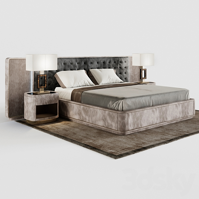 Visionnaire RIPLEY bed set. SKIBA bollard. Turfing lamp 3DSMax File - thumbnail 1