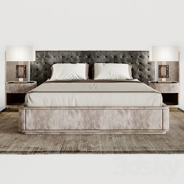 Visionnaire RIPLEY bed set. SKIBA bollard. Turfing lamp 3DSMax File - thumbnail 2