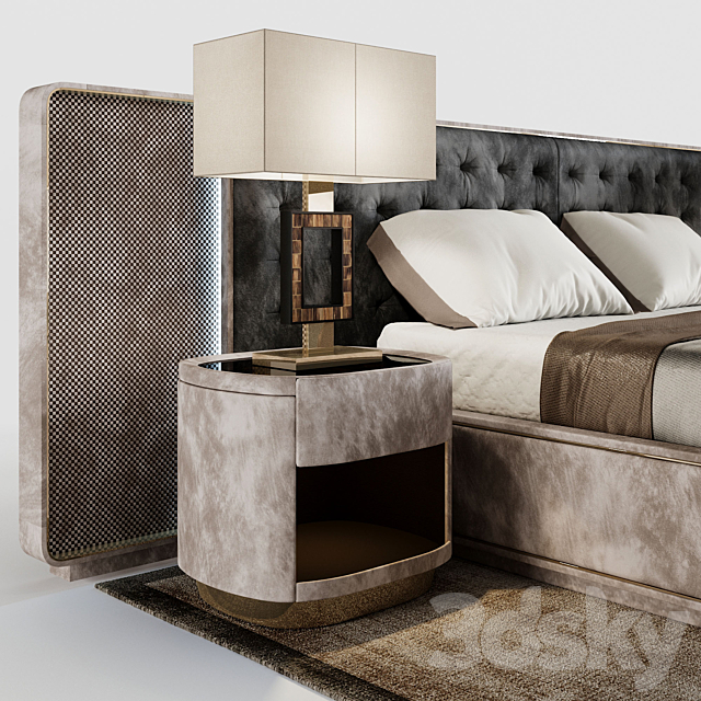 Visionnaire RIPLEY bed set. SKIBA bollard. Turfing lamp 3DSMax File - thumbnail 3