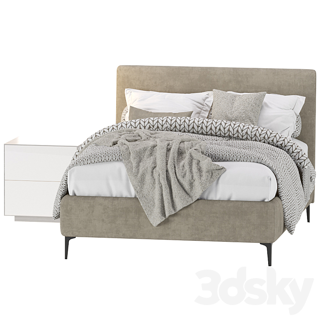 West Elm Andes Bed 3DS Max Model - thumbnail 4