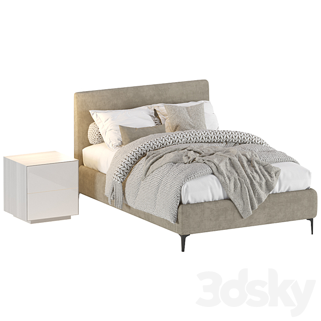 West Elm Andes Bed 3DS Max Model - thumbnail 6