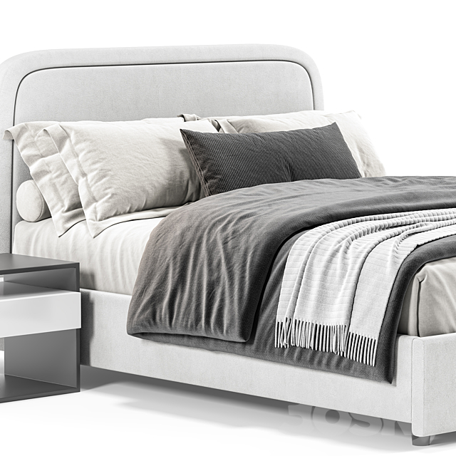 West Elm-Camilla queen Bed 3DS Max Model - thumbnail 2