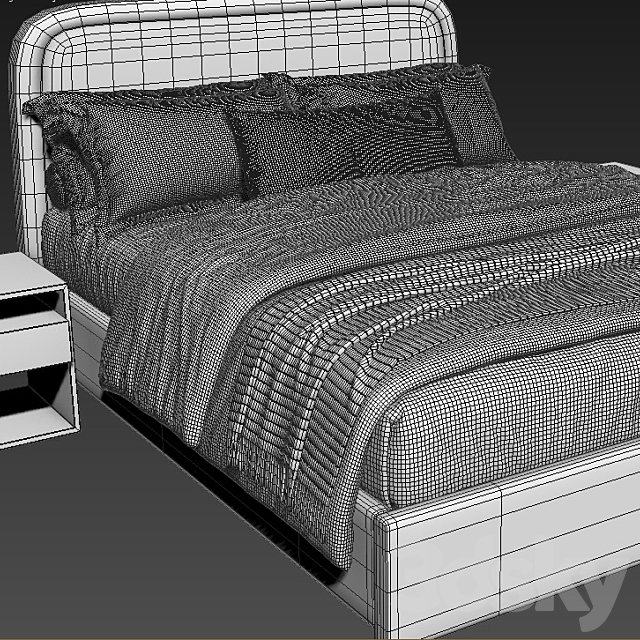 West Elm-Camilla queen Bed 3DS Max Model - thumbnail 3