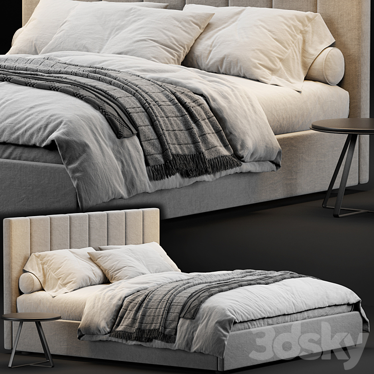 West Elm Emmett Low Profile Bed 3DS Max Model - thumbnail 1