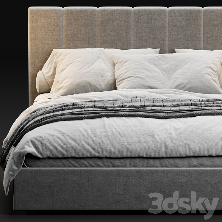 West Elm Emmett Low Profile Bed 3DS Max Model - thumbnail 2