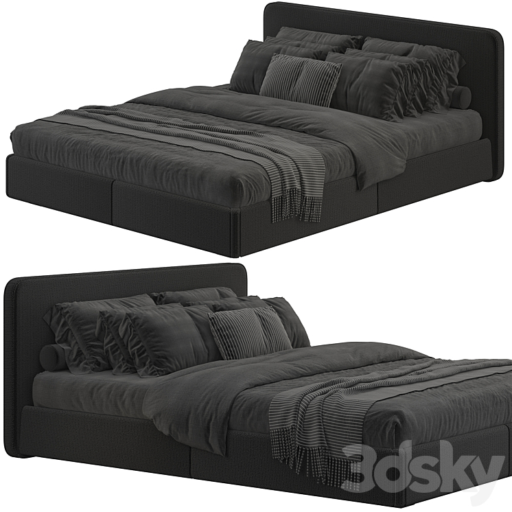 West Elm Newport bed 3DS Max Model - thumbnail 1