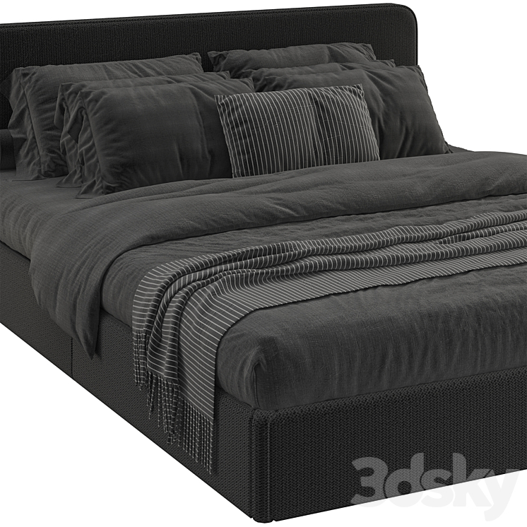 West Elm Newport bed 3DS Max Model - thumbnail 2