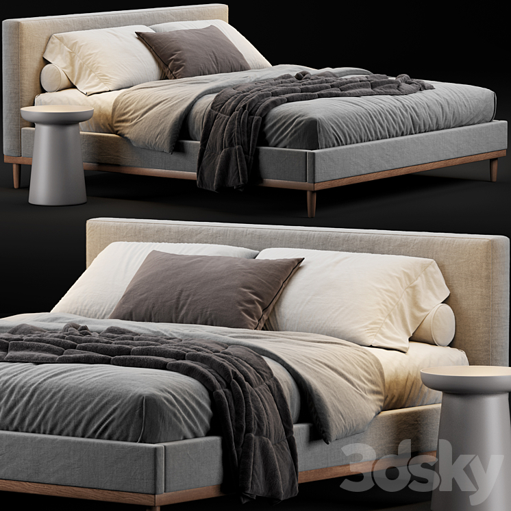 West Elm Newport Bed 3DS Max Model - thumbnail 1