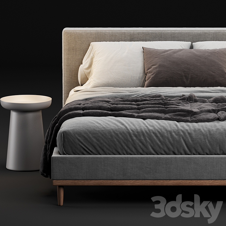 West Elm Newport Bed 3DS Max Model - thumbnail 2