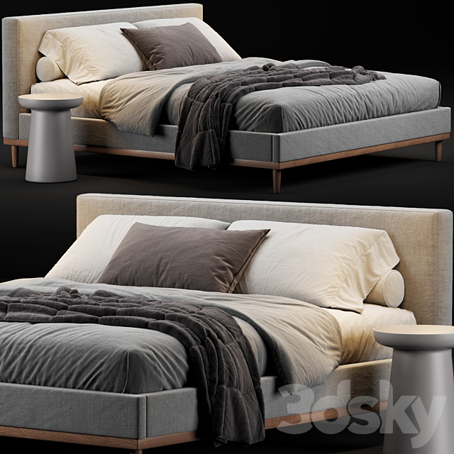 West Elm Newport Bed 3DSMax File - thumbnail 1