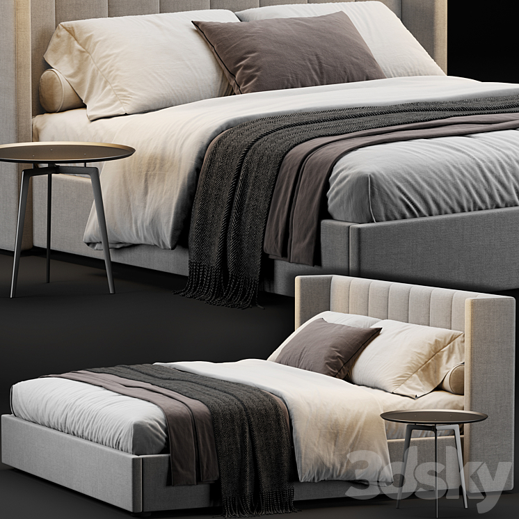 West Elm Shelter Bed 3DS Max Model - thumbnail 3