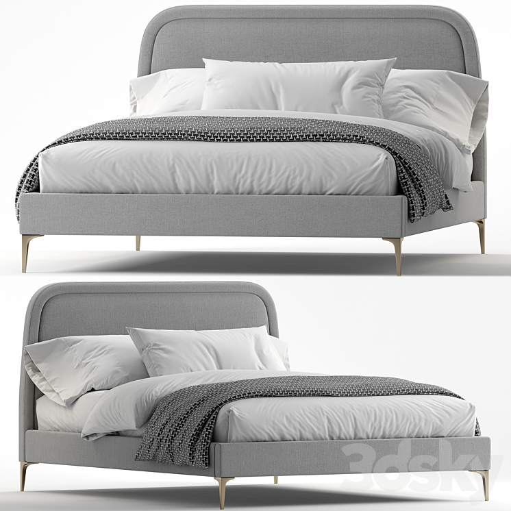 West Elm_Camilla Queen Bed metal legs 3DS Max - thumbnail 1