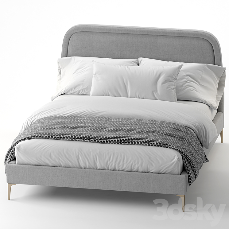 West Elm_Camilla Queen Bed metal legs 3DS Max - thumbnail 2