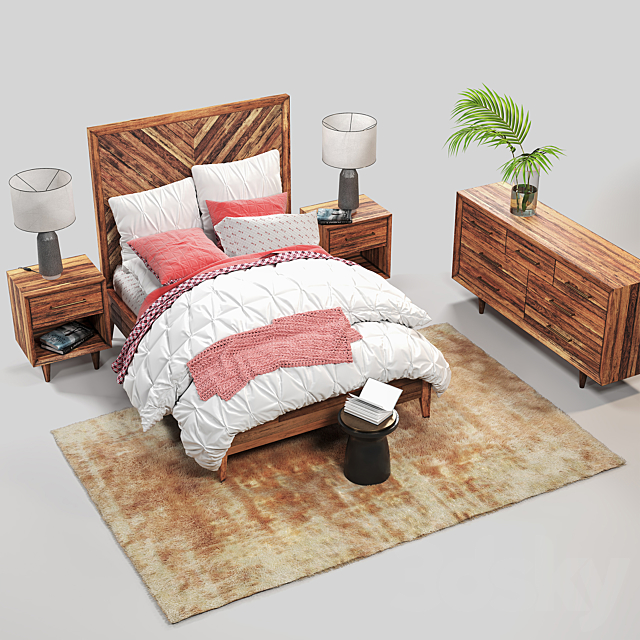 westelm Alexa Bed Set 3DSMax File - thumbnail 1