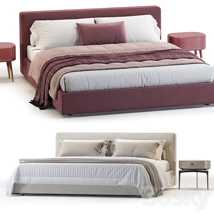 Westelm Curved Bed 3DS Max Model - thumbnail 2