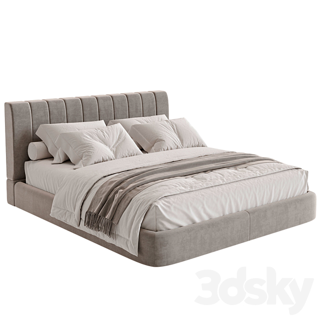 Whaite bed 3DS Max Model - thumbnail 2