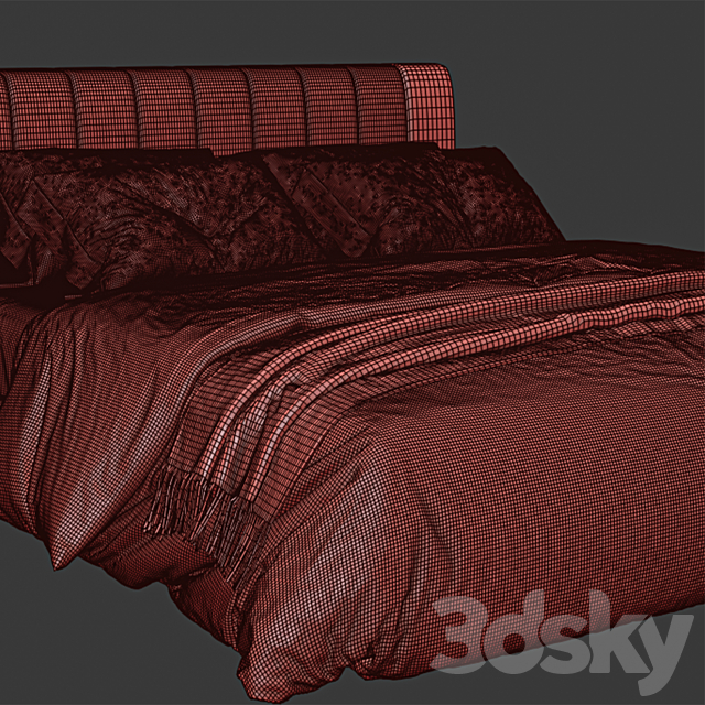 Whaite bed4 3DS Max Model - thumbnail 2