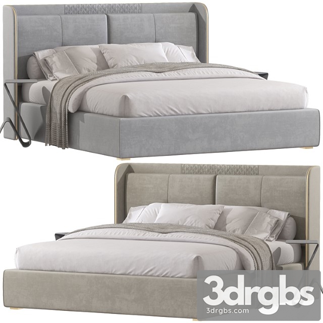 White Wingback Bed 102 3dsmax Download - thumbnail 1