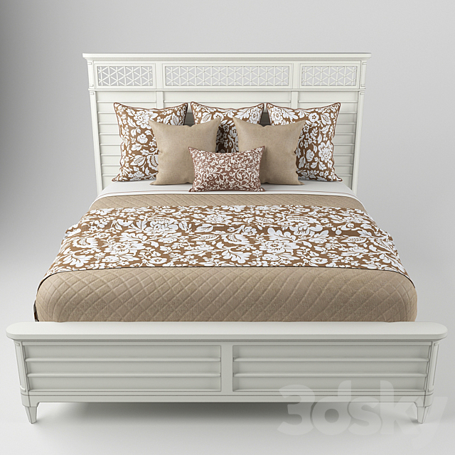 Wood Panel Bed in Parchment 451-23-40 3DS Max Model - thumbnail 2