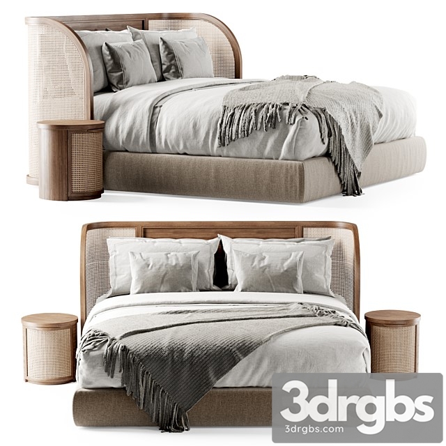 Wooden Double Bed DB57 3dsmax Download - thumbnail 1