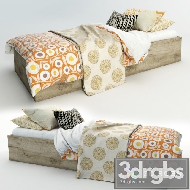 Wooden Teen Bed 3dsmax Download - thumbnail 1