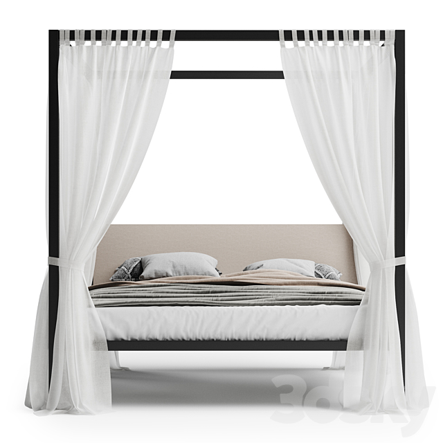 Zanotta milleunanotte bed black 3DSMax File - thumbnail 4