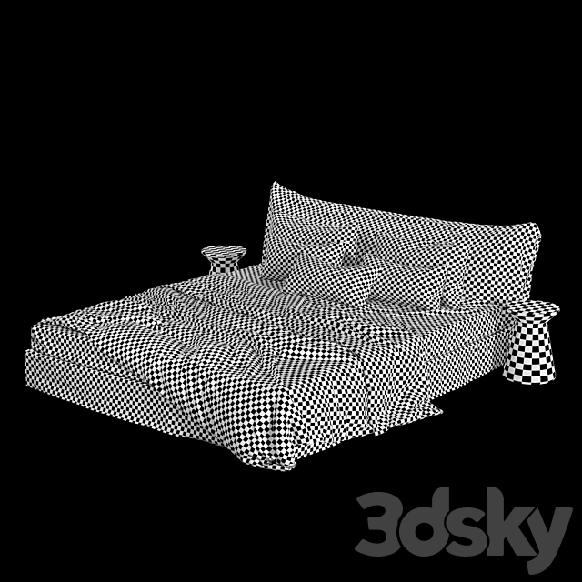 Zara Home Grey Linen Bedding on Cozy Bed 3DS Max Model - thumbnail 4