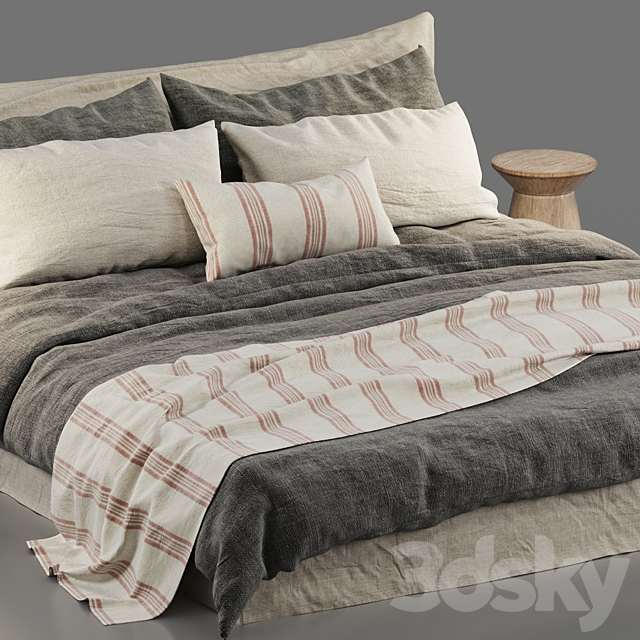 Zara Home Linen Bedding and Cozy Bed 3DSMax File - thumbnail 5