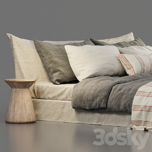 Zara Home Linen Bedding and Cozy Bed 3DSMax File - thumbnail 6