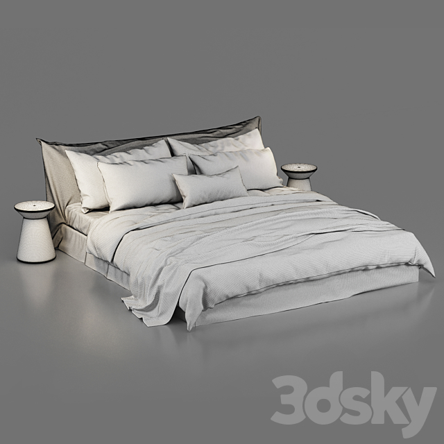 Zara Home Linen Bedding and Cozy Bed 3DSMax File - thumbnail 7