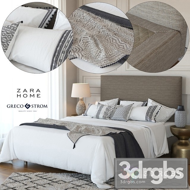 Zara Home Linen Col Bed 3dsmax Download - thumbnail 1