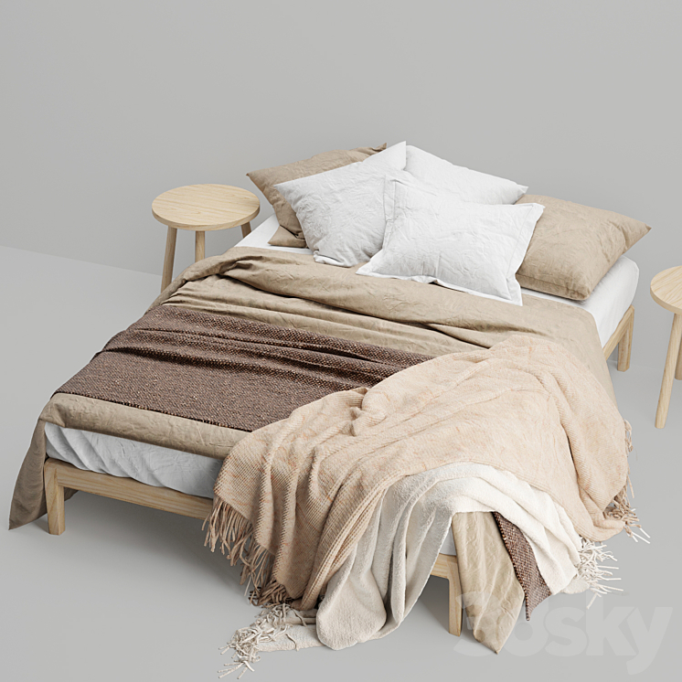 Zara Home Linens Bed 3DS Max Model - thumbnail 2