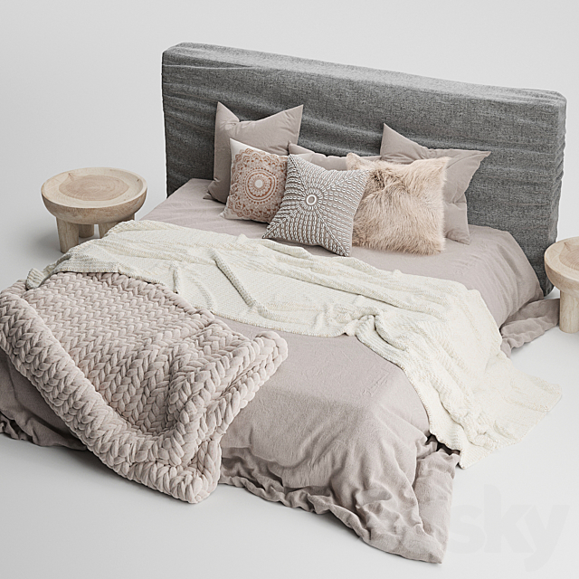 Zulu Upholstered Bed Charcoal 3DSMax File - thumbnail 4