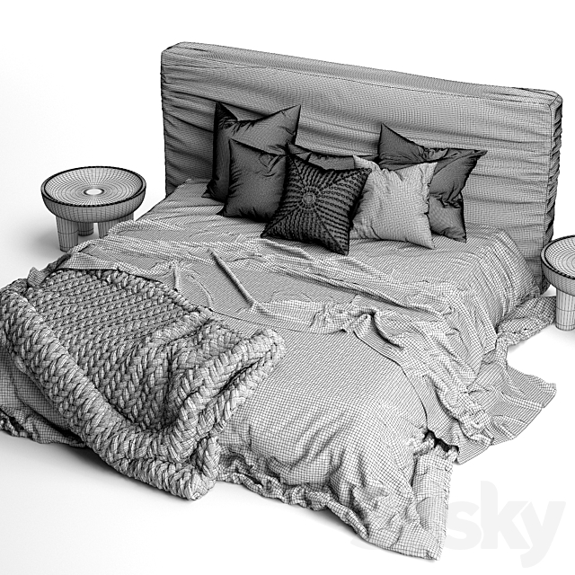 Zulu Upholstered Bed Charcoal 3DSMax File - thumbnail 5