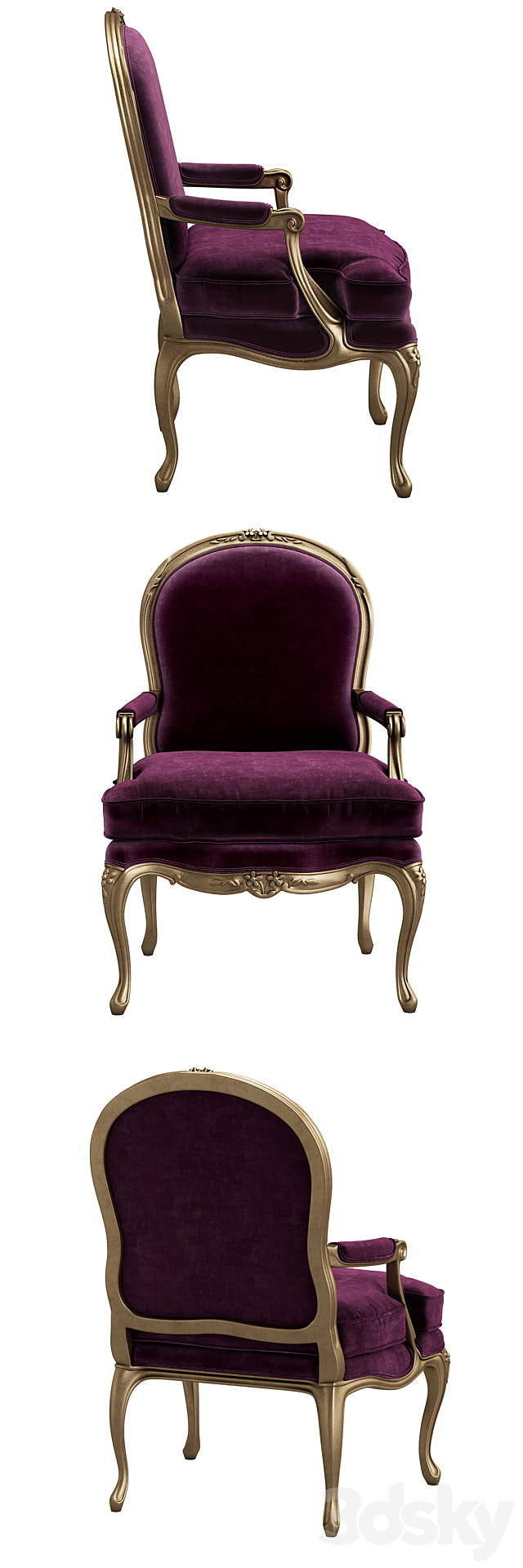 18th Century French Painted Fauteuils 3DSMax File - thumbnail 2