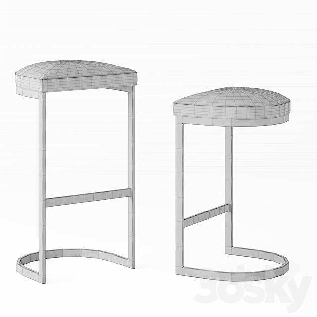 1960S Rome Backless Stool 3DS Max Model - thumbnail 2