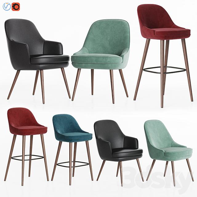 375 Walter Knoll Chairs Collection 3ds Max - thumbnail 1