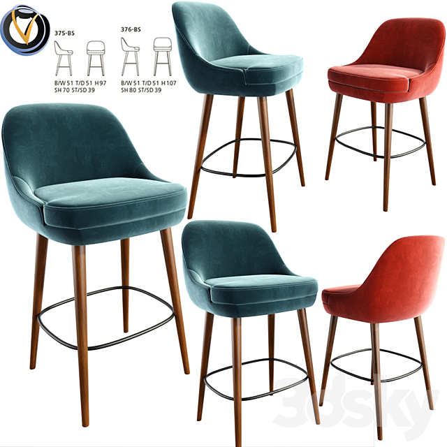 375 Walter Knoll Counter. Bar Stool 3DSMax File - thumbnail 1