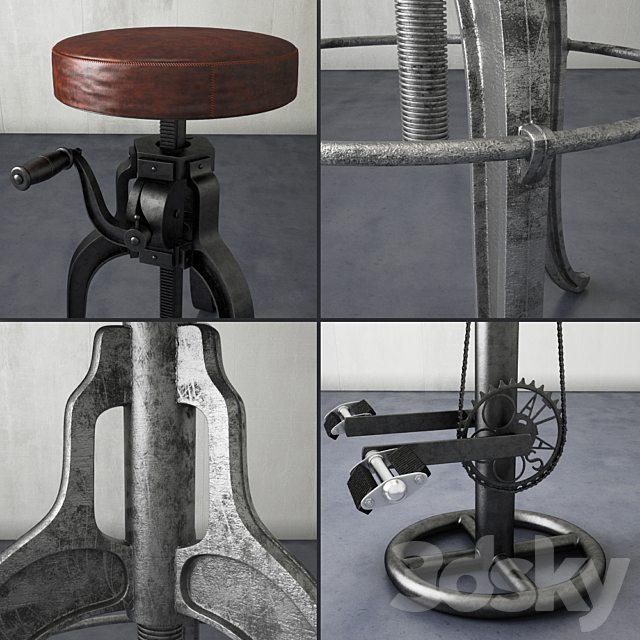 a collection of stools from loftdesigne 3DS Max Model - thumbnail 2