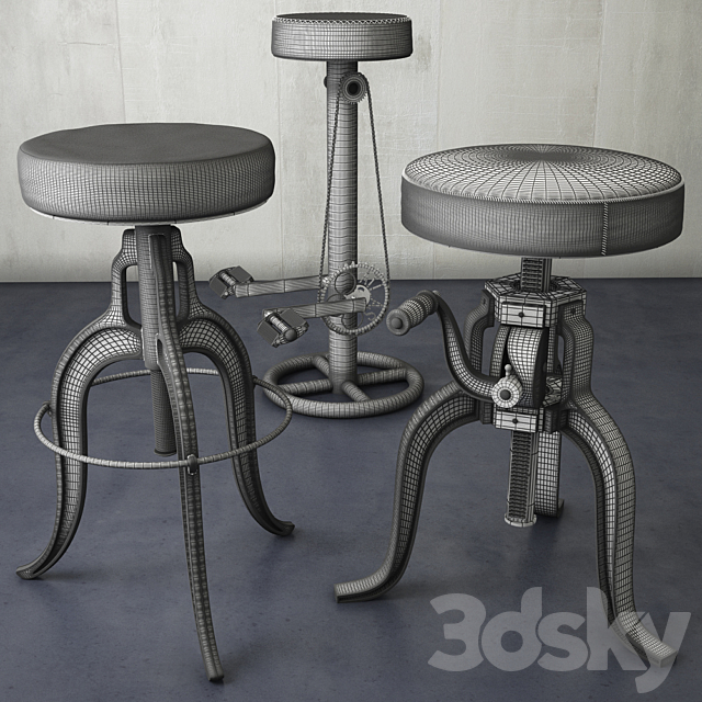 a collection of stools from loftdesigne 3DS Max Model - thumbnail 3