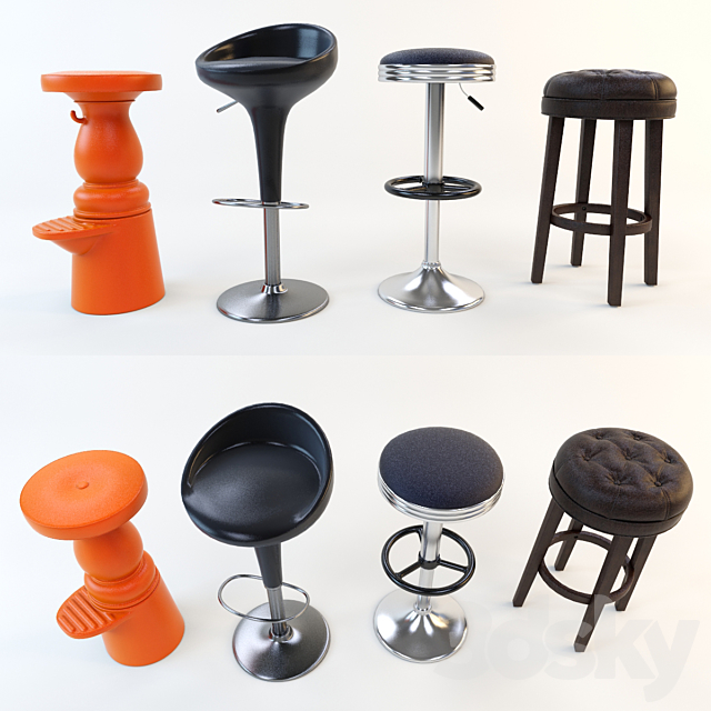 A set of bar stools (4 pcs.) Part 1 3DSMax File - thumbnail 1