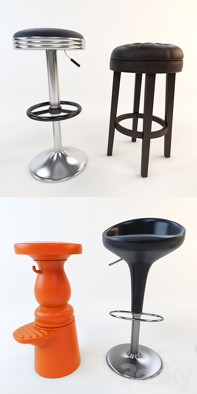 A set of bar stools (4 pcs.) Part 1 3DSMax File - thumbnail 2