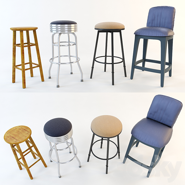 A set of bar stools (4 pcs.) Part 2 3DSMax File - thumbnail 1